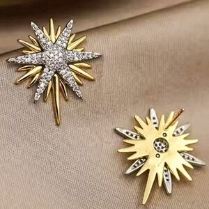 Luxurious star earrings made of zirconia and copper; nwot